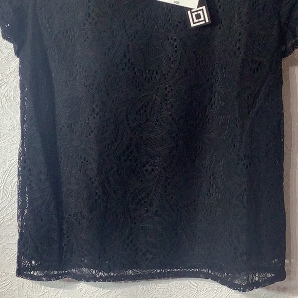 Liz Claiborne NEW - Sz Petite M - nylon /spandex lace two layer Short Sleeve top - Picture 4 of 6